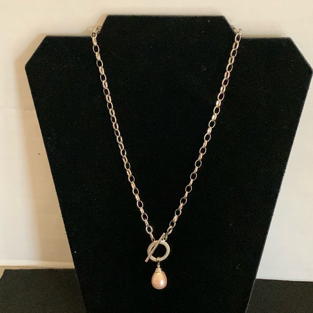 Stainless Steel Freshwater Faux Baroque Pearl Necklace